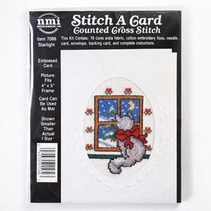 Vintage Cross Stitch Kit Kitty Cat Starlight NeedleMagic Card‎ 7066 Complete